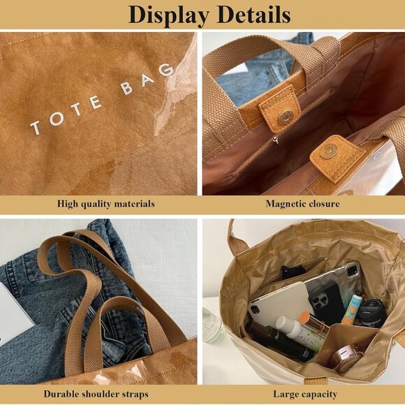 PVC Tote Bag Women Large Capacity Fashionable Waterproof Handbag - Picture 5 of 6